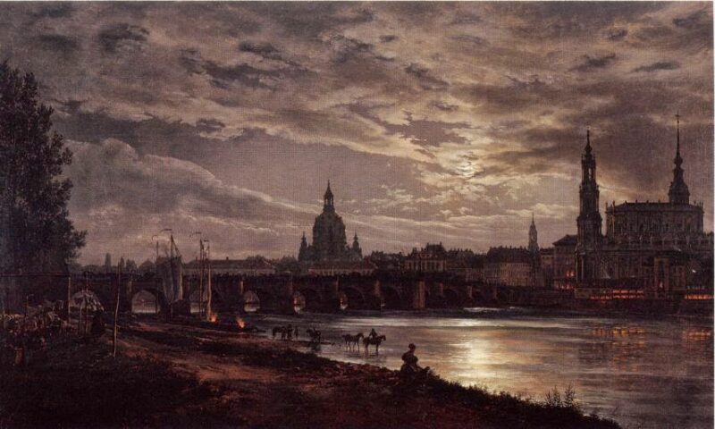 Johan Christian Dahl "Blick auf Dresden bei Vollmondschein" 1839 