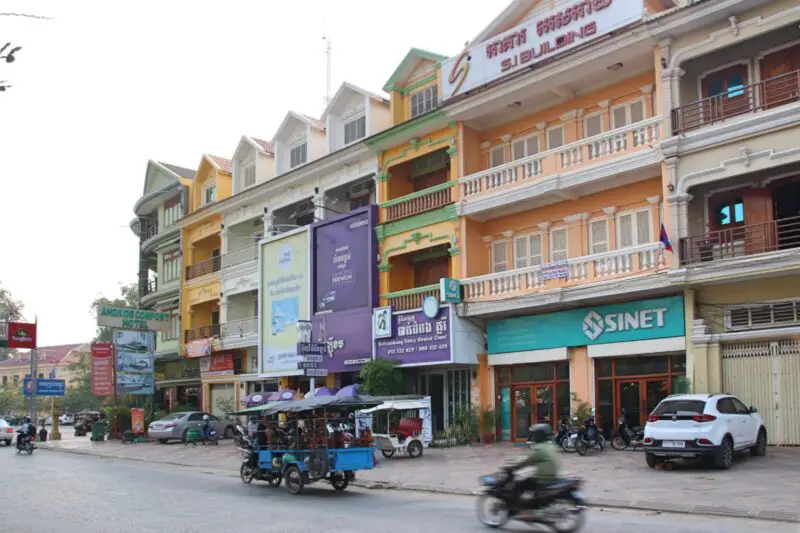 französische Häuser in Battambang, zweitgrößte Stadt in Kambodscha