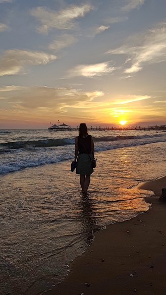 Strand bei Side, Sonnenuntergang am Meer