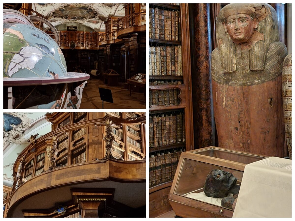 Schönste Bibliothek in Europa hat nicht nur Bücher, sondern auch eine Mumie in der Bibliothek. 